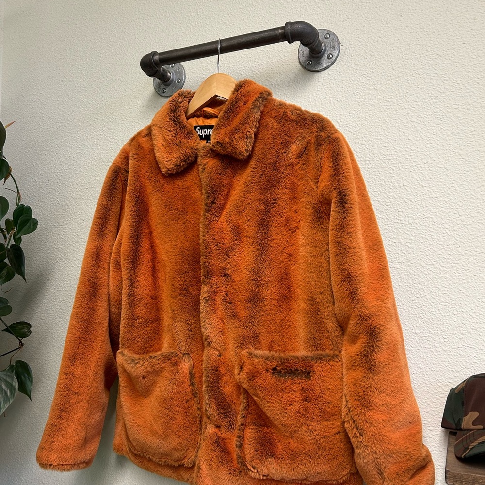 Supreme Vibrant 2-Tone Orange Faux Fur Coat